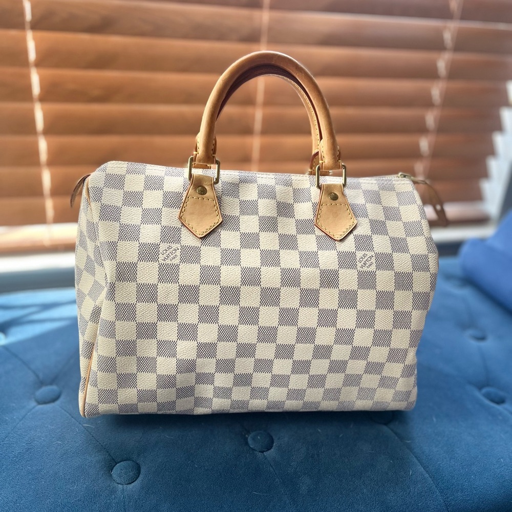 ❤️ LOUIS VUITTON Speedy Bandoulière 30 handbag Damier Azur canvas. 👜